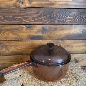 Vintage Corningware Amber Glass Saucepan with Lid-1.5L